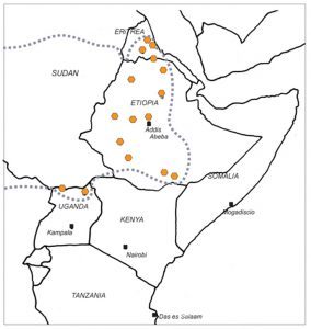 Distribution map of Boswellia papyrifera trees